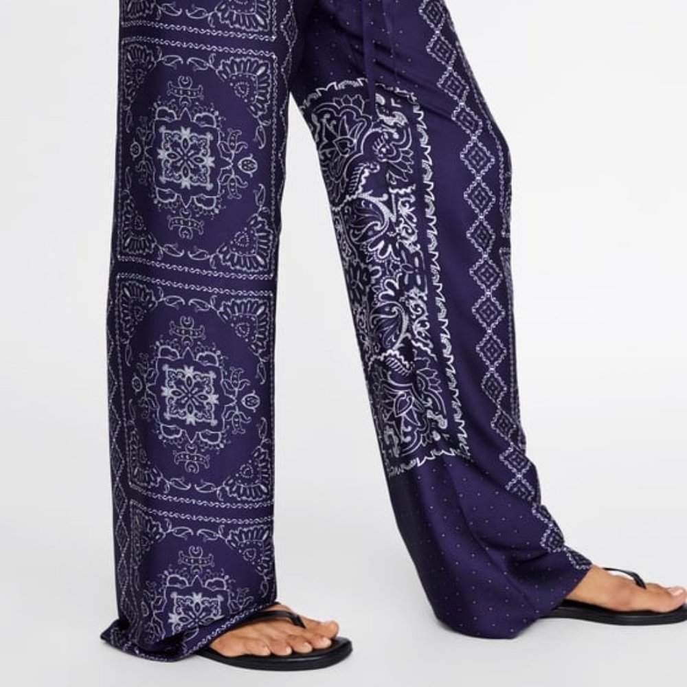 XS NEW Blue & White Zara Palazzo Pants